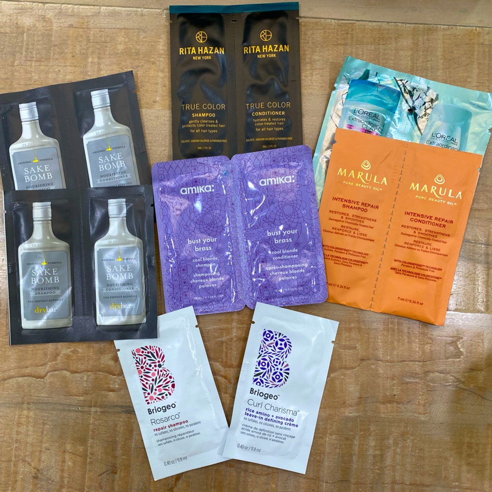 14 bundle lot haircare Briogeo Marula L’Oréal Rita Hasank DRYBAR sake bomb